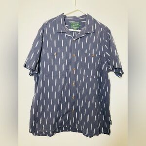 Woolrich Men’s Button Up Short Sleeve Shirt XXL Blue 100% Cotton Camp Shirt‎